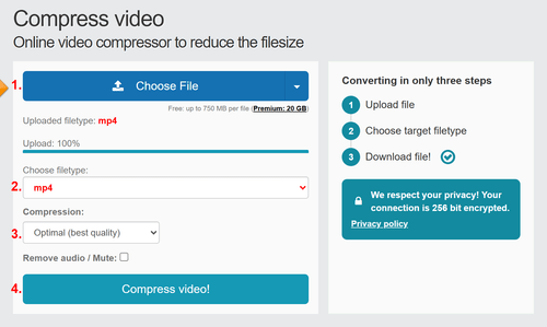 Compress videos online - step-by-step