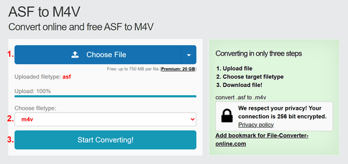 How to convert ASF files online to M4V