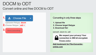 How to convert DOCM files online to ODT