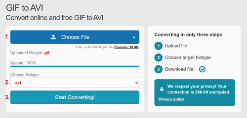 How to convert GIF files online to AVI