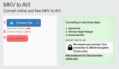 How to convert MKV files online to AVI