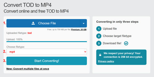 How to convert TOD files online to MP4