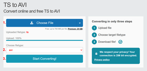 How to convert TS files online to AVI